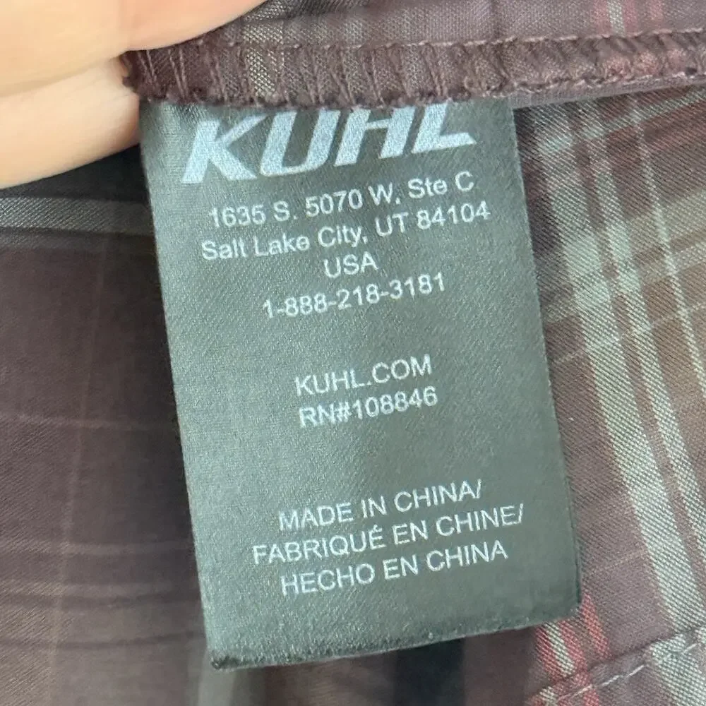 Kuhl Shirt Mens Large Plaid Brown Eluxur Button Up Short Sleeve Outdoor Hiking - Picture 9 of 13